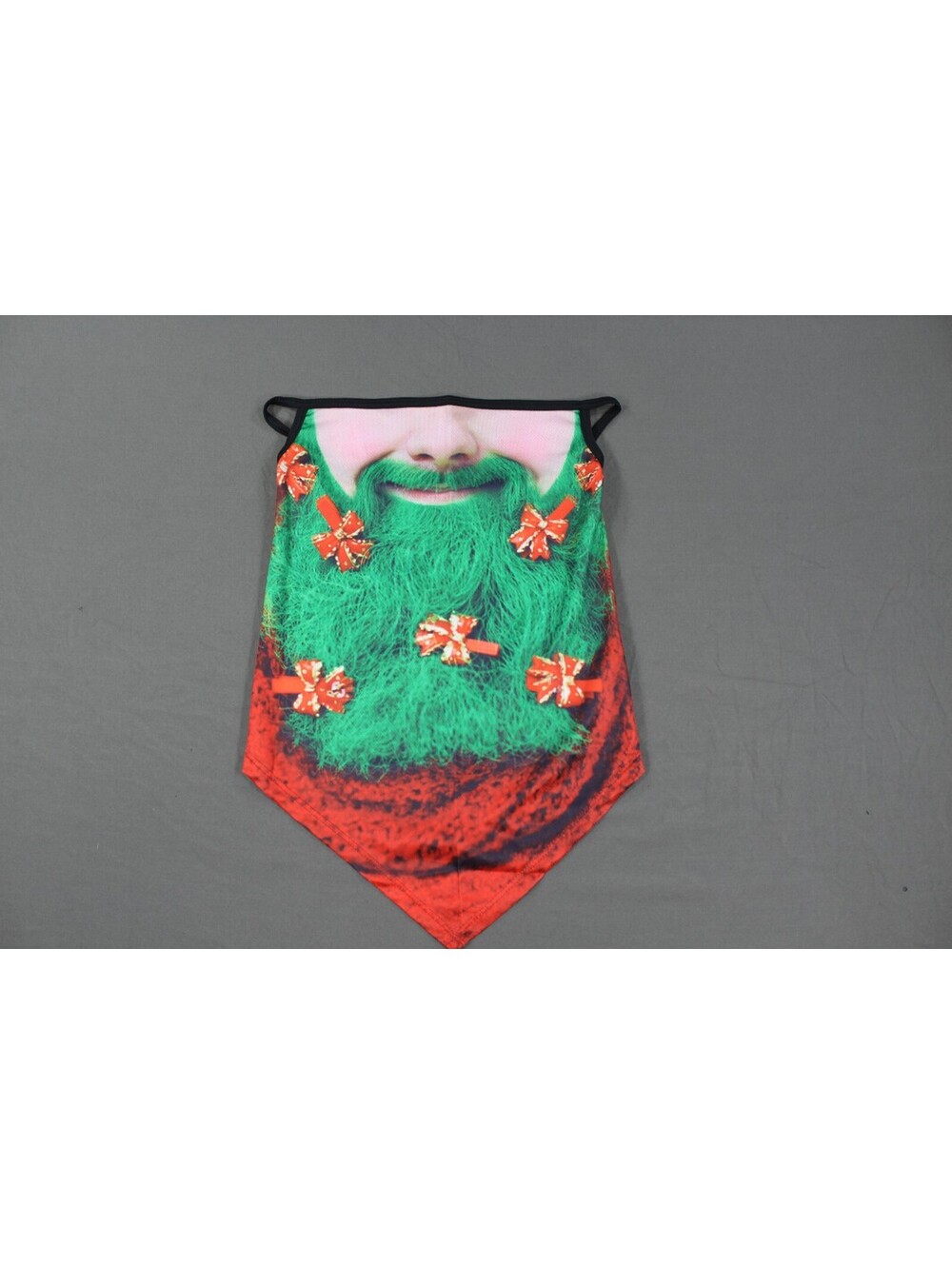 Fun Holiday Beard Face Mask with Red Bows - New